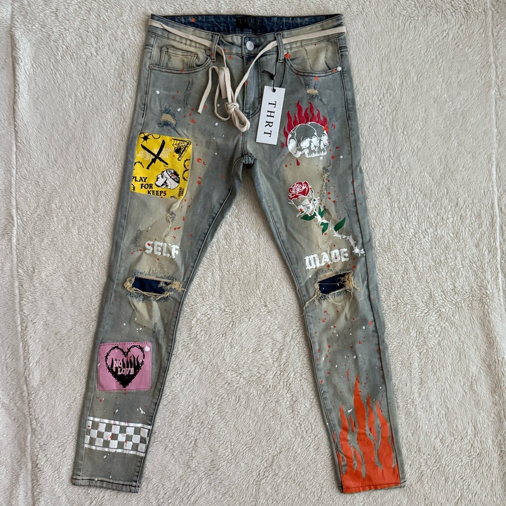 Men’s THRT Distressed Jeans, Rick Ross, NWT